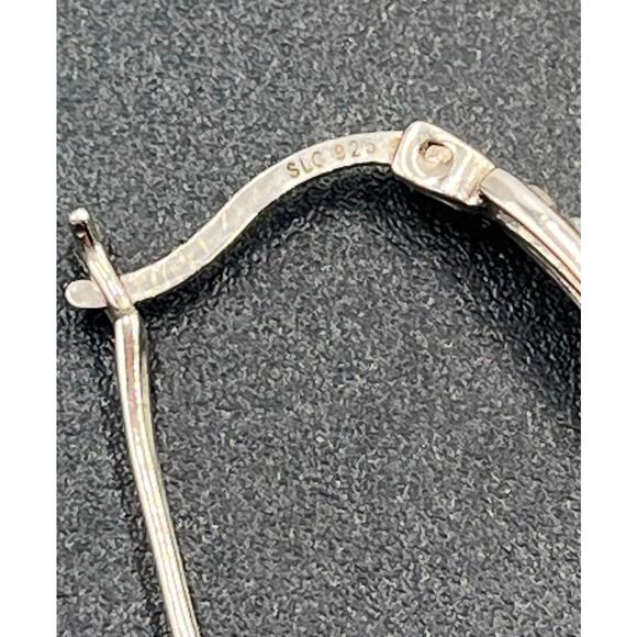 SLC Designer Sterling Sterling 925 Twisted Pave Diamond Elegant Hoop Earrings - Picture 6 of 10